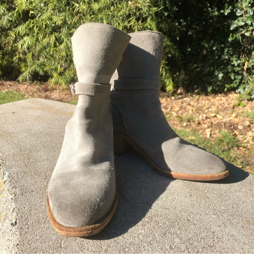 All Saints Grey Suede Heeled Booties